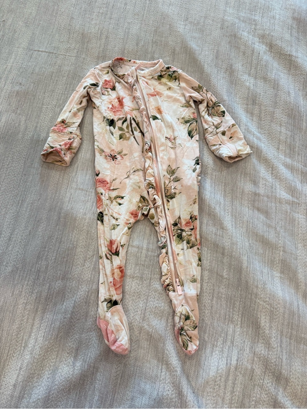 Posh Peanut Pink Floral Footed One-Piece